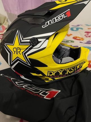 Casco Motocross Just1 Rockstar Amarillo