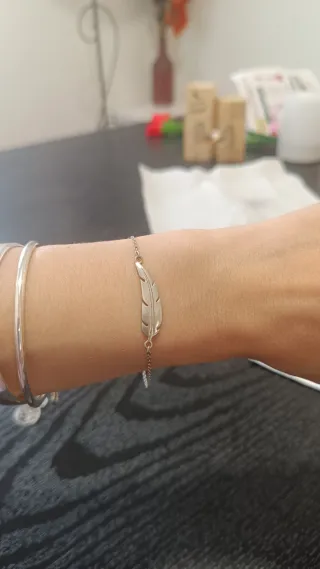 Pulsera Plata 925 Colgante Pluma