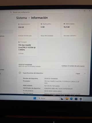 PORTÁTIL GAMING ASUS TUF i7 16GB 1TB RTX 3060