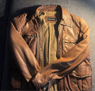 Chaqueta Cuero Massimo Dutti Marrón