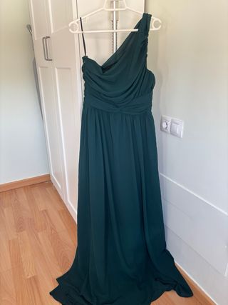 Vestido de fiesta verde de una manga