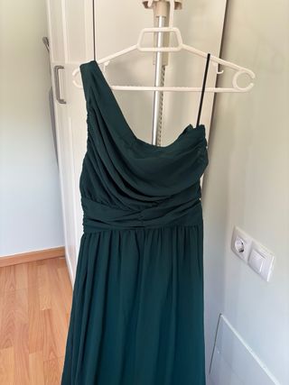 Vestido de fiesta verde de una manga