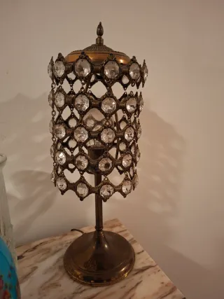 Lámpara Vintage Bronce Años 50 Cristal