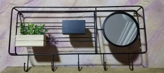 Estantería Decorativa con Espejo y Planta