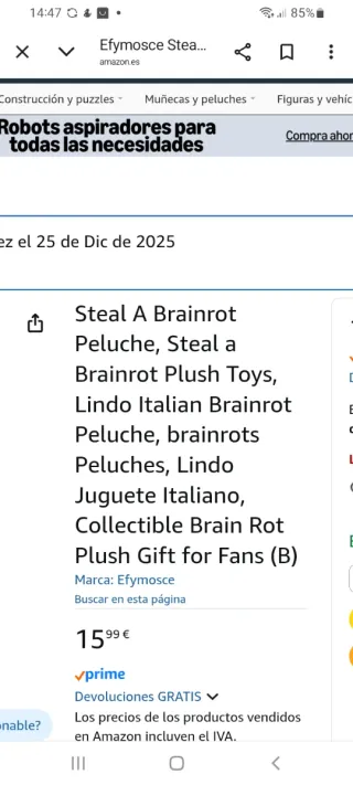 Peluche de fresa con forma de elefante BRAINROT