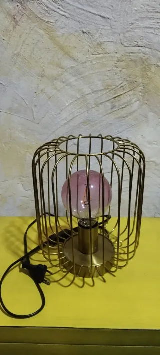 2 Lámparas de mesa dorada jaula