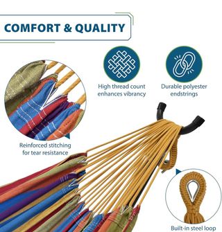 Hamaca de tela multicolor con soporte sin estrenar