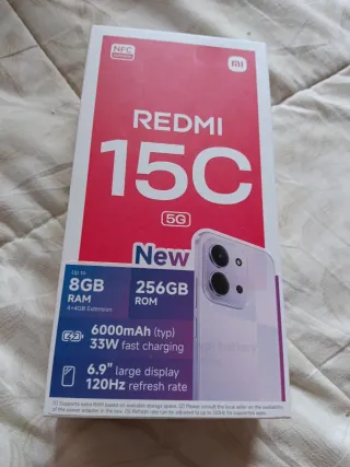 Redmi 15cnegros con funda roja