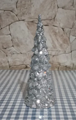Albero di Natale Glitter Argento e Luci LED