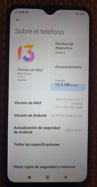 Móvil 4G XIAOMI REDMI 9 + accesorios originales