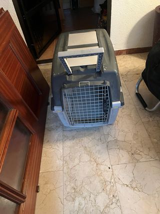 Jaula Transportin Perro Gato Gris Blanco