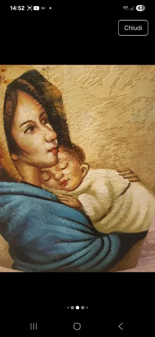 Pittura su legno Madonna con Bambino