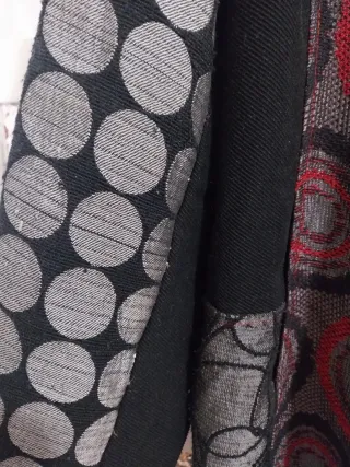 Abrigo 3/4 patchwork elegante, 30% lana, t. 36/38