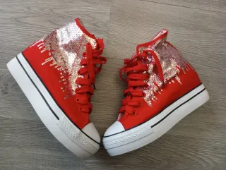 Scarpe donna rosse con paillettes