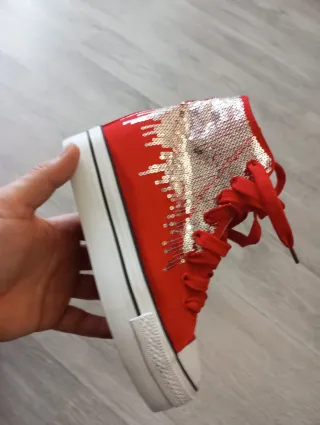 Scarpe donna rosse con paillettes