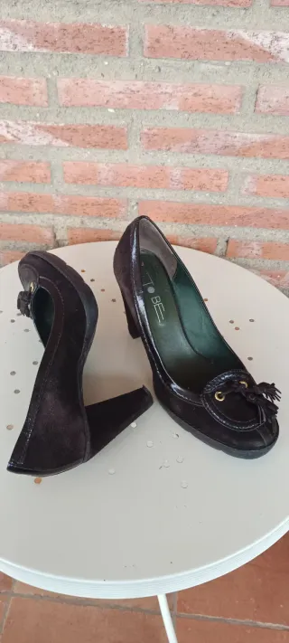 Zapatos Italianos de Salón de Piel Ante Marrones