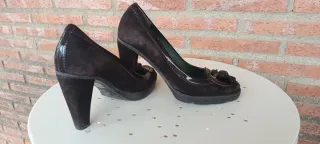 Zapatos Italianos de Salón de Piel Ante Marrones
