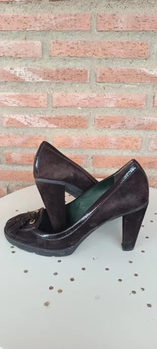 Zapatos Italianos de Salón de Piel Ante Marrones