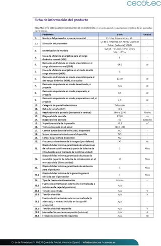 Cecotec Televisor QLED 55” Smart TV V1+ Series VQU