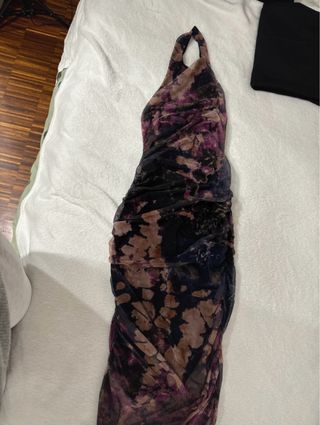 Abito donna fantasia viola e marrone