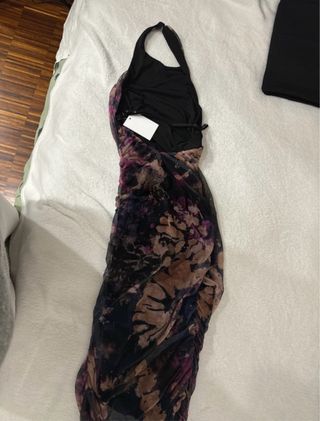 Abito donna fantasia viola e marrone