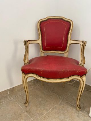 2 Butacas Antiguas Piel y Madera