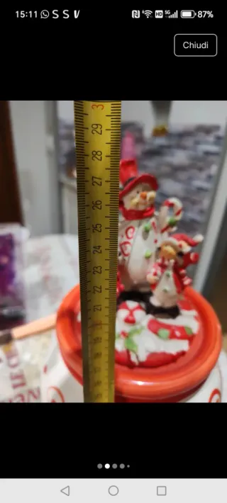 Biscottiera Natalizia Ceramica Rosso Bianco