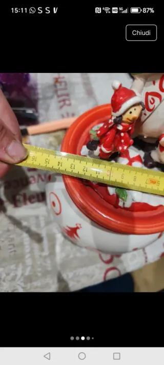 Biscottiera Natalizia Ceramica Rosso Bianco