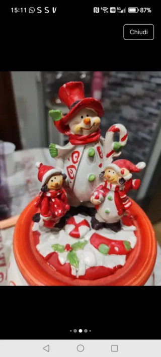 Biscottiera Natalizia Ceramica Rosso Bianco