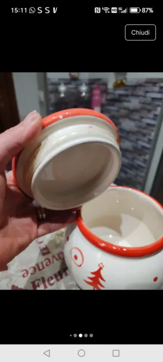 Biscottiera Natalizia Ceramica Rosso Bianco