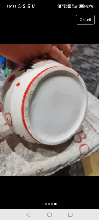 Biscottiera Natalizia Ceramica Rosso Bianco