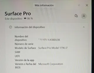 Microsoft Surface Pro i7 512GB w10Pro 16Gigas RAM