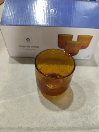 Set 6 Vasos Cristal Ámbar Burbujas 320ml