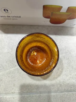 Set 6 Vasos Cristal Ámbar Burbujas 320ml