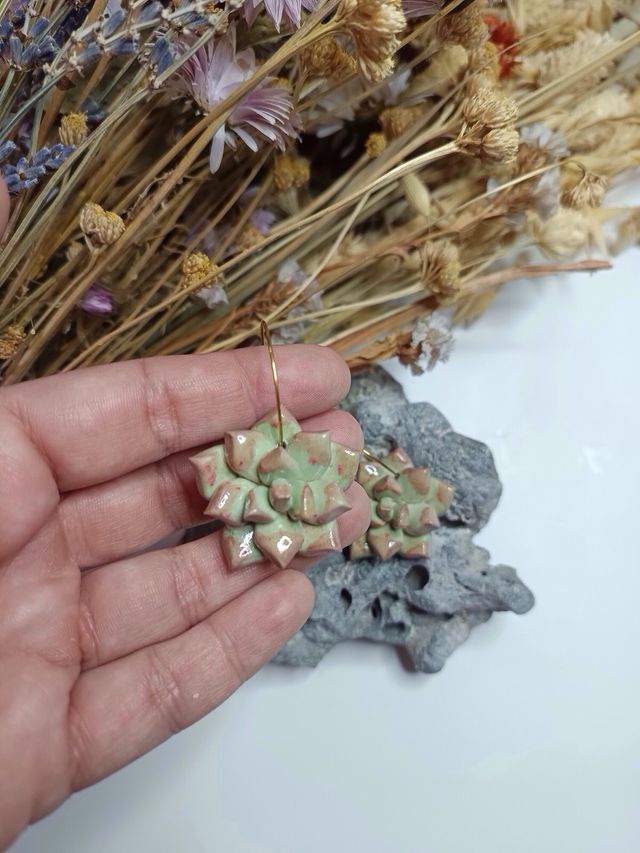 Pendientes Echeveria Verde y Rosa