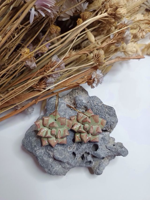 Pendientes Echeveria Verde y Rosa