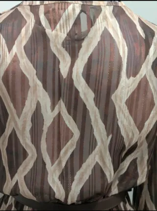 Abito plissé marrone e oro scintillante M