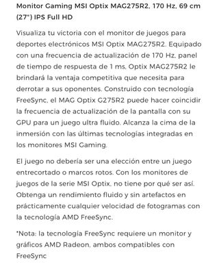 Monitor Gaming MSI Optix MAG275R2 27