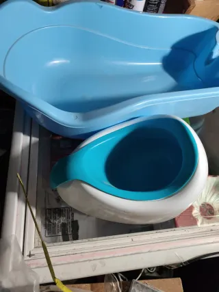 Bañera y orinal bebé azul