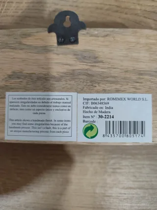 Perchero madera 3 ganchos blancos