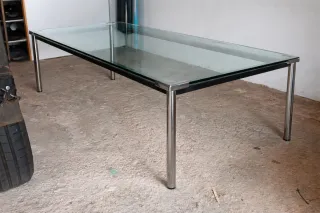 Mesa baja cristal y metal
