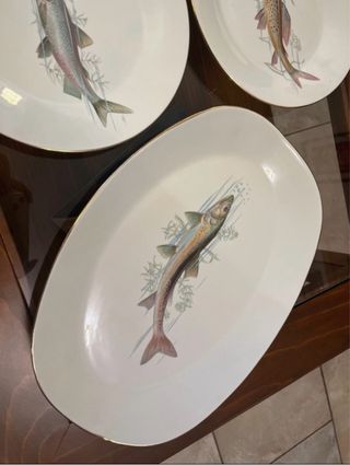 Juego 6 Platos + Fuente Porzelaint. Vintage.