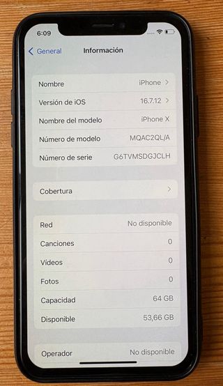 iPhone X con 97% Salud Batería