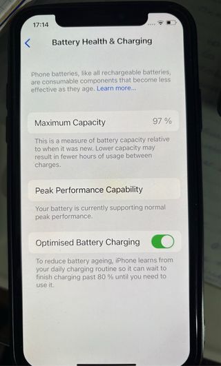 iPhone X con 97% Salud Batería