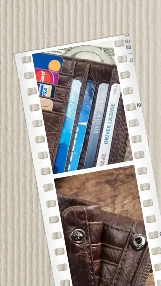 Cartera de piel auténtica y legítima.