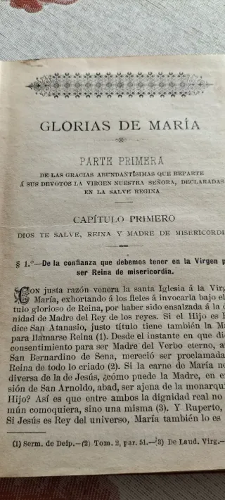 Libro antiguo religioso. Las Glorias de María.
