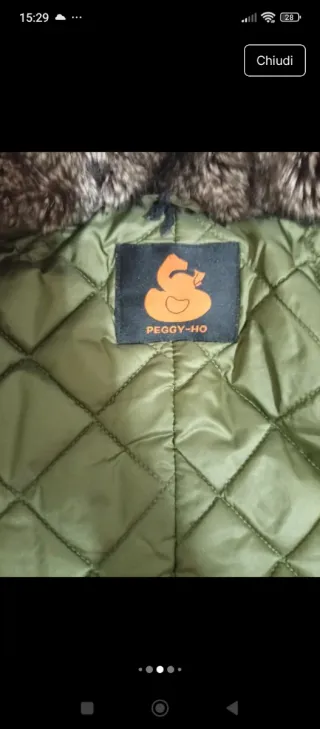 Piumino verde sotto ginocchio 8 anni