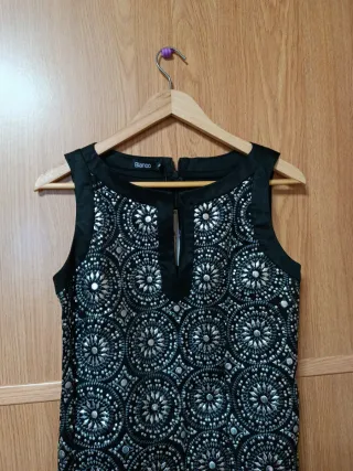 Vestido corto negro entallado Blanco Talla S