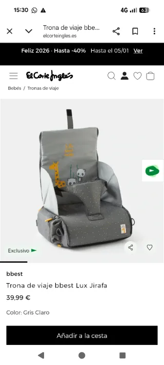 Trona de viaje bebé Bbtest jirafa