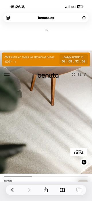 Alfombra Nest Melvin Crema Lavable